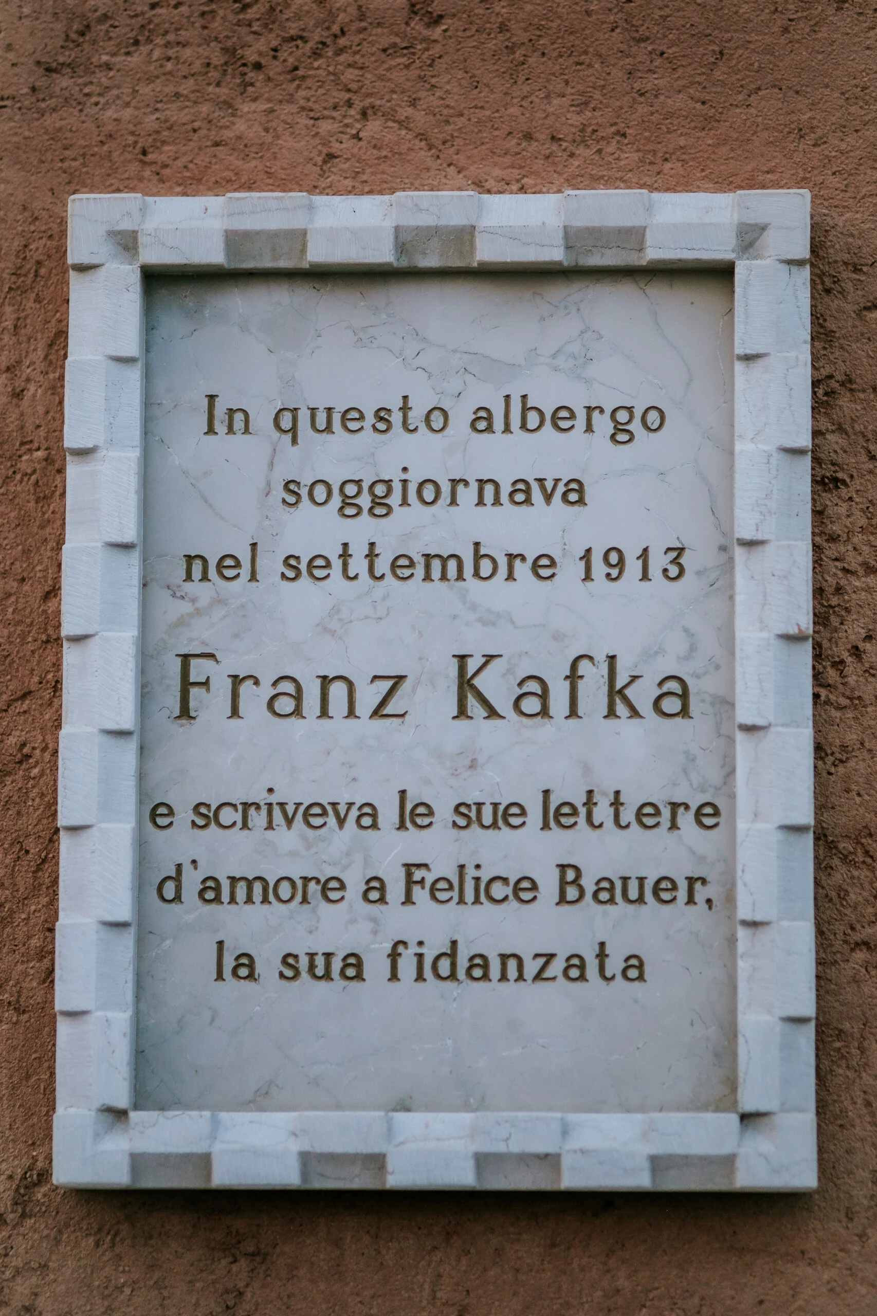 Plaque recording Franz Kafka's stay in Venice in 1913