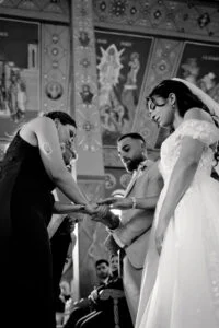 The crowning during the Greek Orthodox wedding ceremony