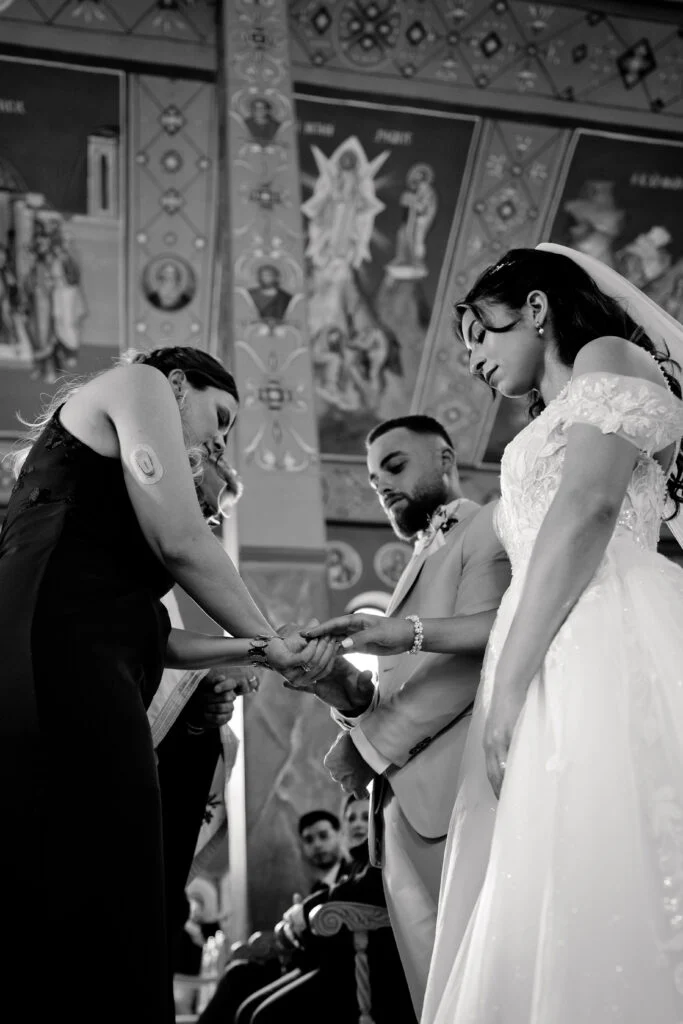 The crowning during the Greek Orthodox wedding ceremony